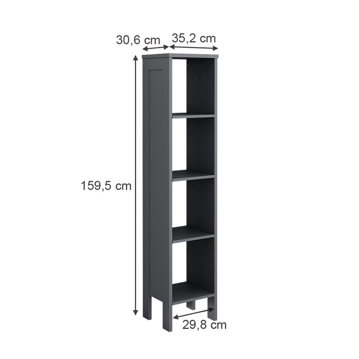 KINDERREGAL Ajaton Grau 35.2 x 159.5 cm - Grau, Holzwerkstoff (35.2/159.5/30.6cm) - VitaliSpa