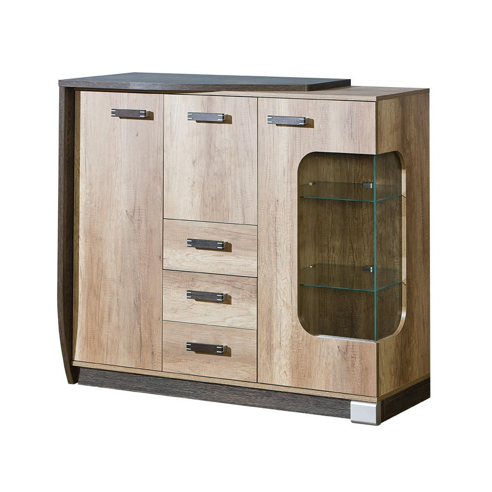 KOMMODE PALMERO 130/114/46cm mit 3 Schubladen 3 Türen Braun - Eichefarben/Braun, Holzwerkstoff (130/114/46cm) - MASSENO