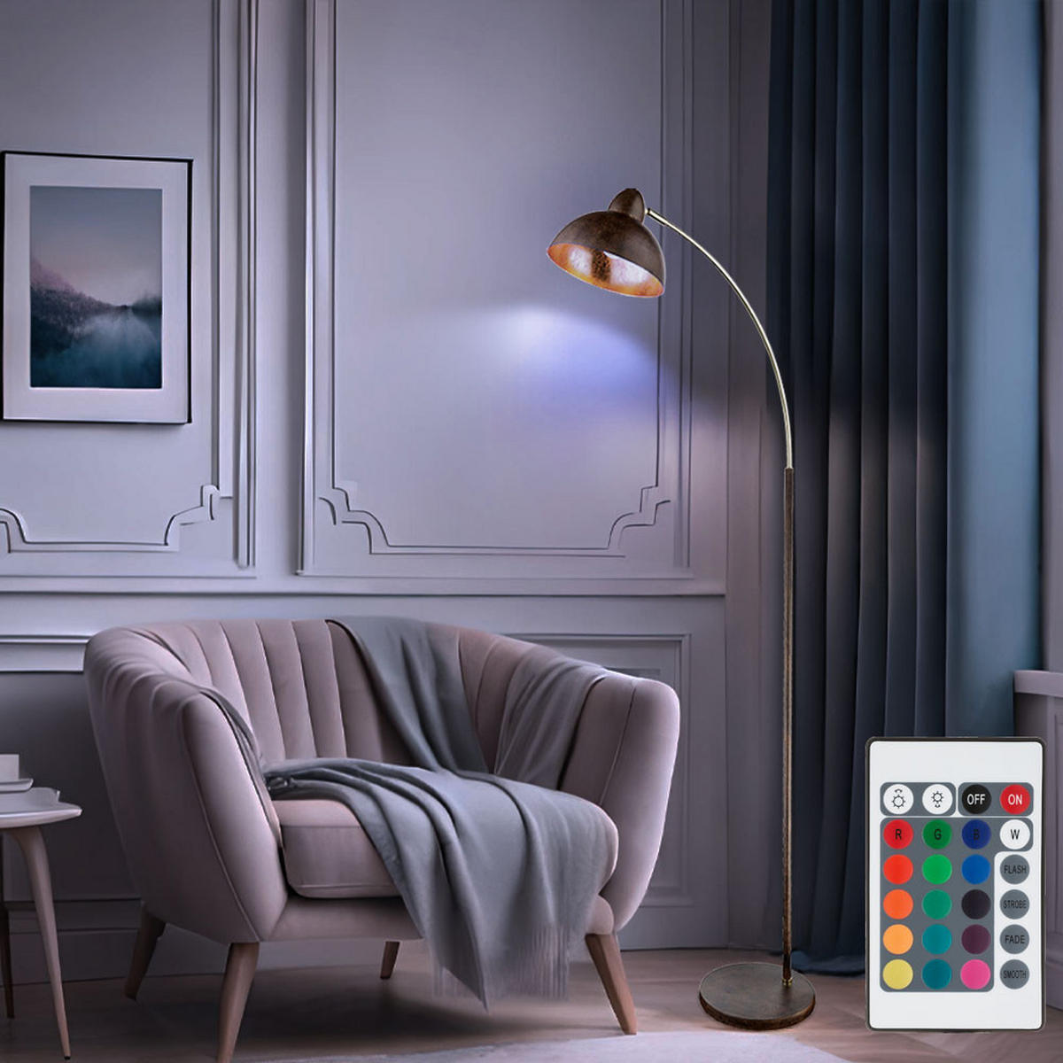 LED STEHLEUCHTE Anita Messing Braun - Braun, Metall (51/25/155cm) - Globo Lighting