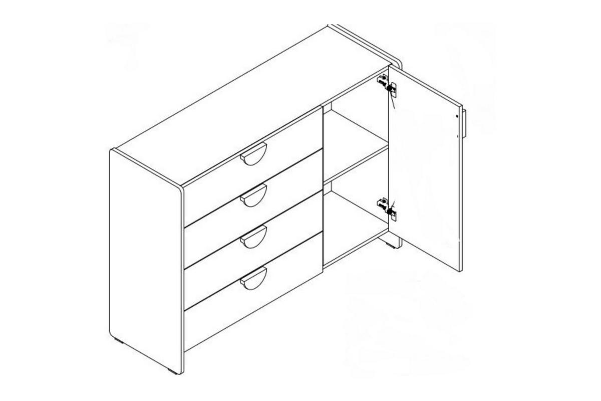 KINDERKOMMODE LEXO 09 123/91/40 cm in Eiche Cremona/Macadamia/Meeresblau - Blau/Eichefarben, Holzwerkstoff (123/91/40cm) - Deine Möbel 24