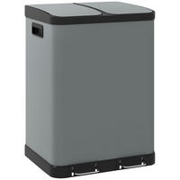 MÜLLEIMER 2 x 30L - Grau, Metall (39.5/67/48.8cm) - HOMCOM