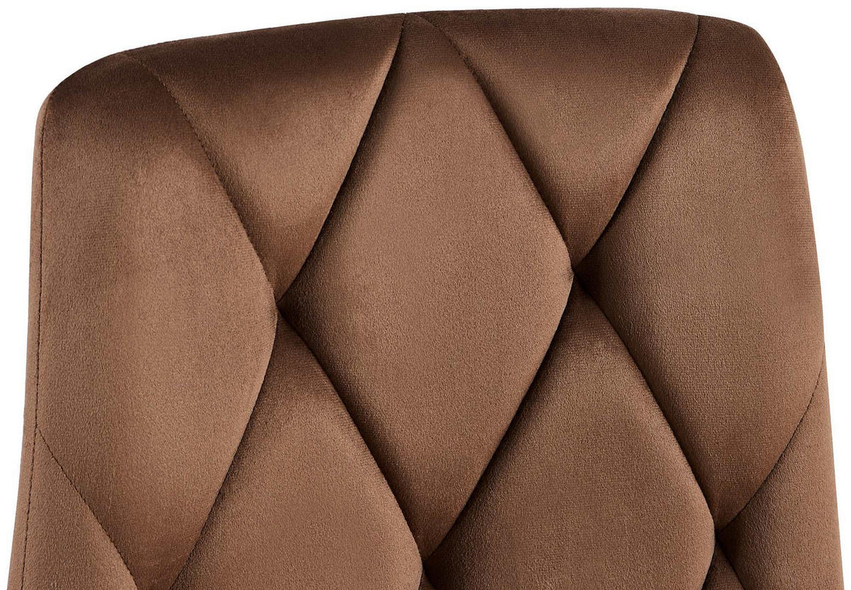 STUHL 2er Set Samt Braun - Schwarz/Braun, Textil/Metall (45/85/55cm) - CLP