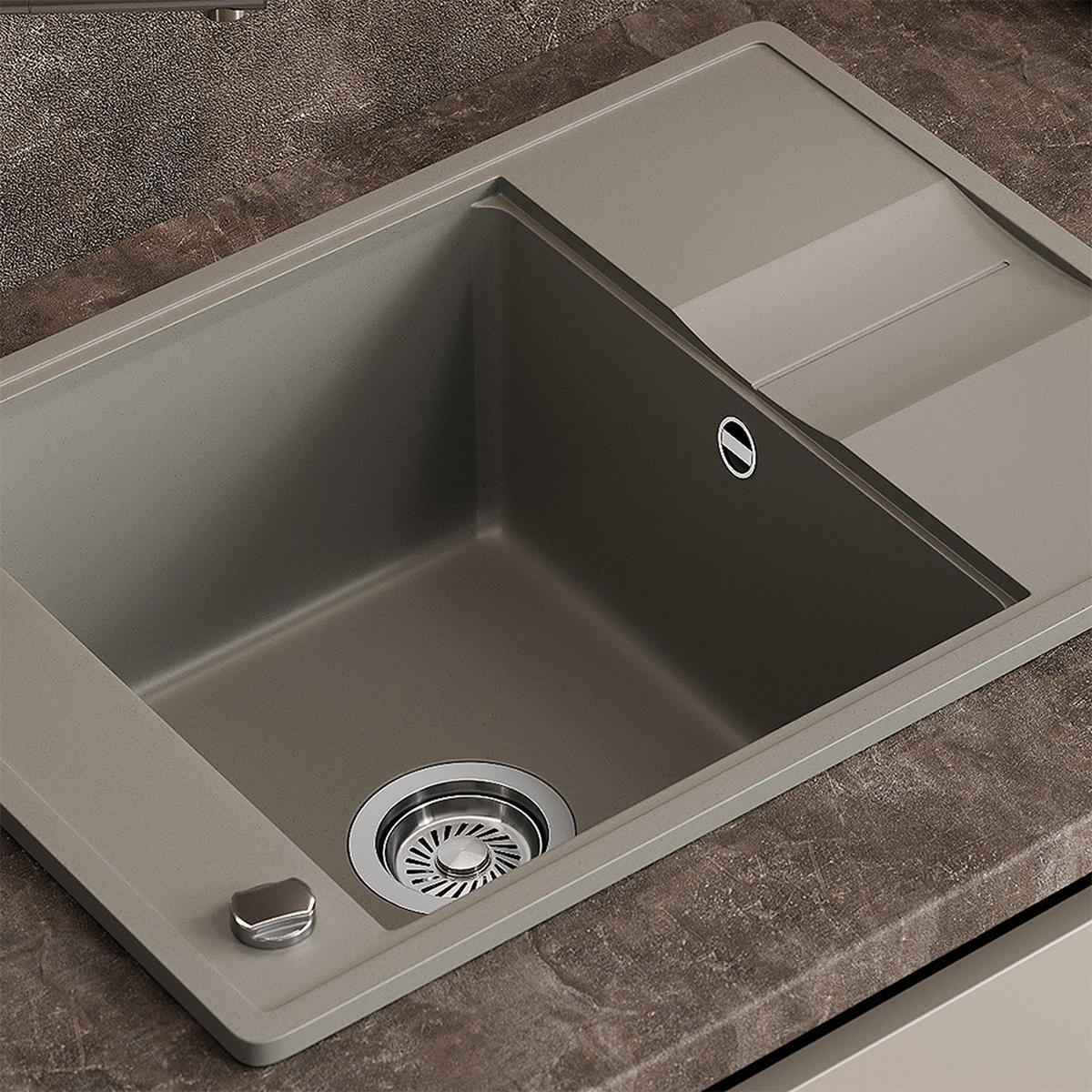 SPÜLBECKEN Osaka Beton 67 x 50 cm - Grau, Keramik (67/20/50cm) - Bergstroem