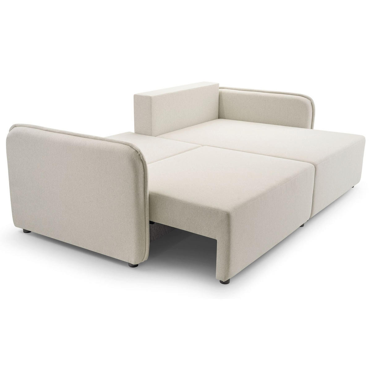 ECKSOFA Kassian, Creme Strukturstoff, rechtsseitig - Creme/Schwarz, Kunststoff/Textil (147/227cm) - Selsey