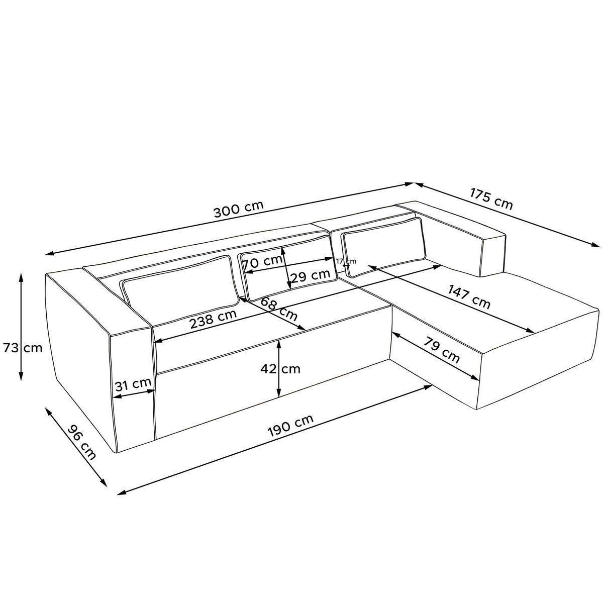 ECKSOFA RECHTS FEROX, Grün - Grün, Holz/Holzwerkstoff (300/175cm) - KONSIMO®