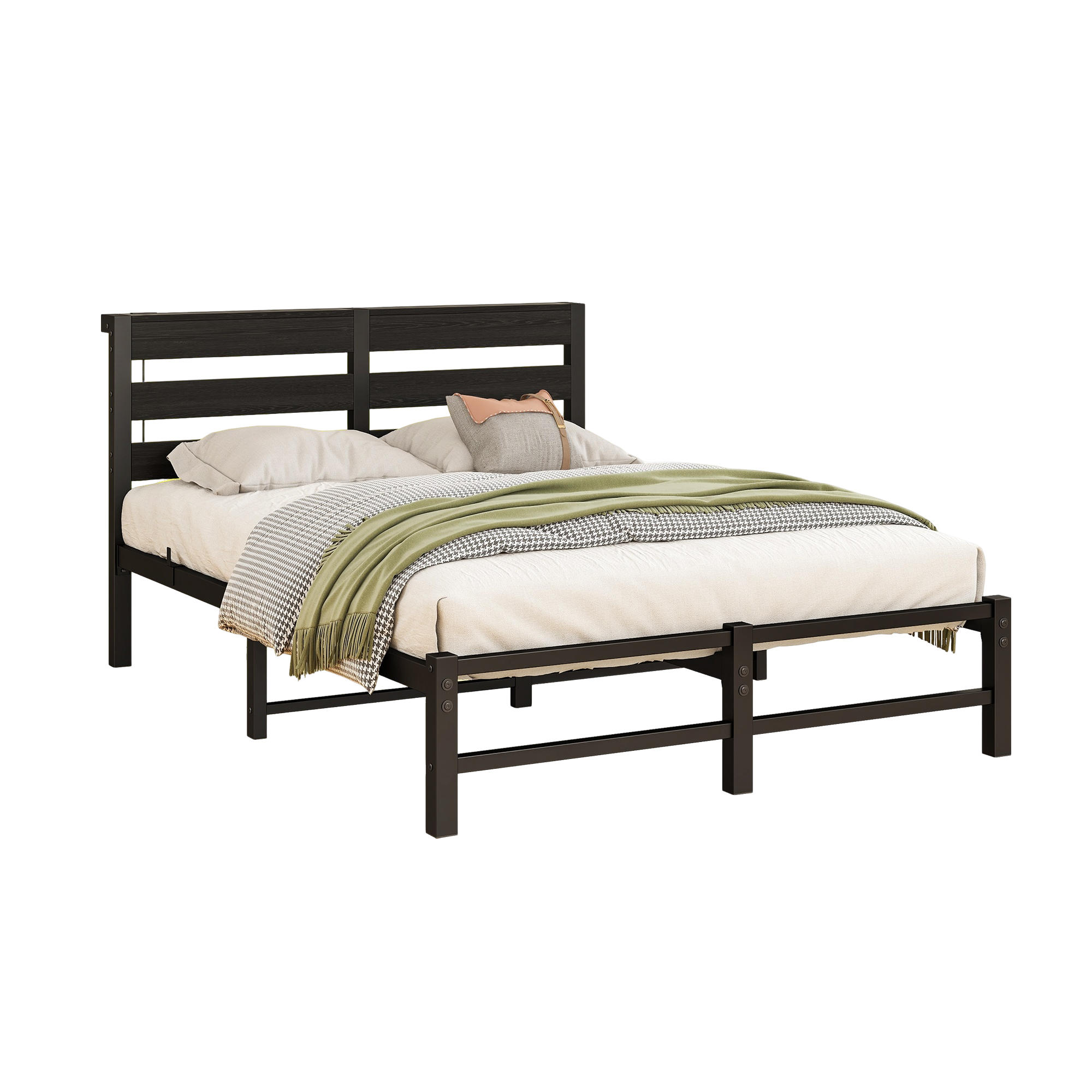 METALLBETT 120/200 cm Schwarz mit LED-Beleuchtung, USB-Ladestation und Stauraum unter dem Bett - Schwarz, Metall (120/200cm) - Oxeza
