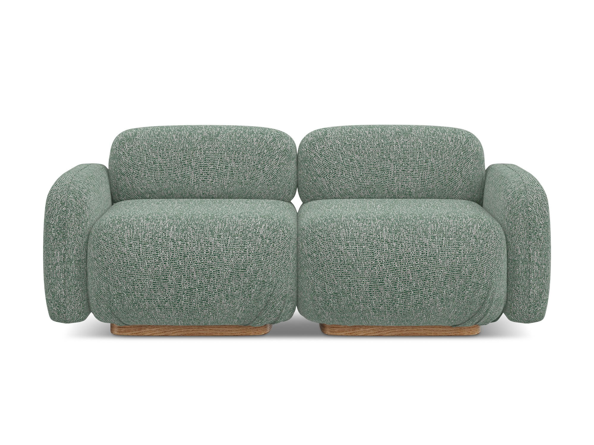 3-SITZER SOFA Strukturstoff Stoff Grün - Braun/Hellgrün, Holz/Textil (190/73/95cm) - Makamii