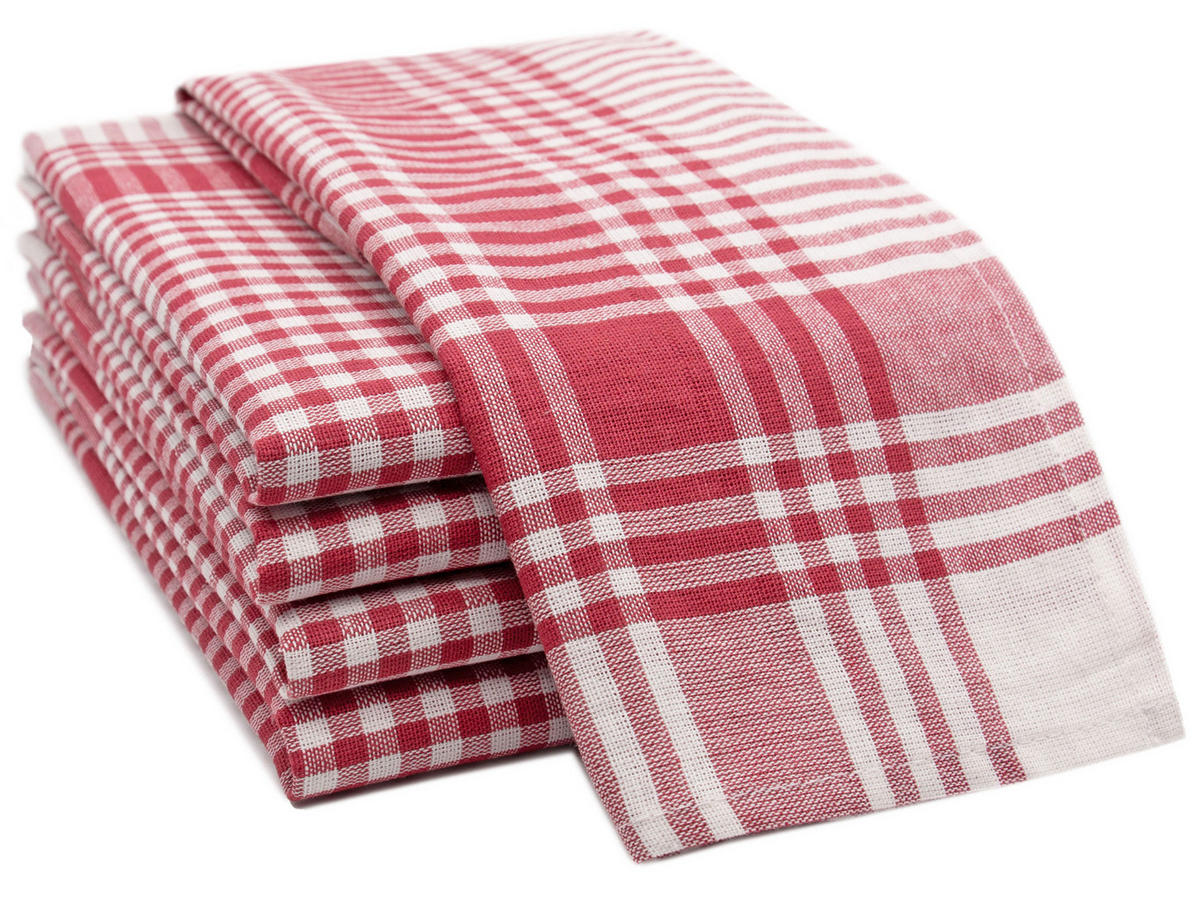 GESCHIRRTÜCHER, 5er-Set, 50x70 cm, 100% Baumwolle, Rot - Rot, Textil (50/70cm) - Zollner