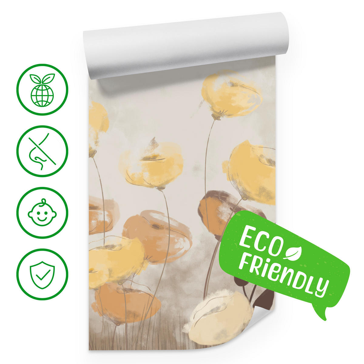 FOTOTAPETE Blumen Feldpflanzen Abstraktion 150x105 - Gelb/Beige, Papier (150/105cm) - Muralo