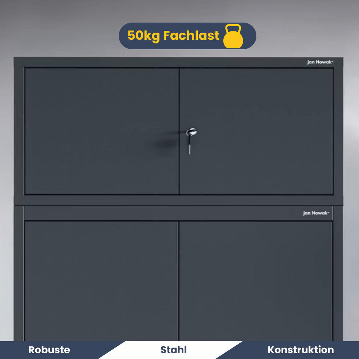 SCHRANKERWEITERUNG Aktenschrank mit 2 Flügeltüren 38x80x40cm Anthrazit - Anthrazit, Metall (80/38/40cm) - DELUKE