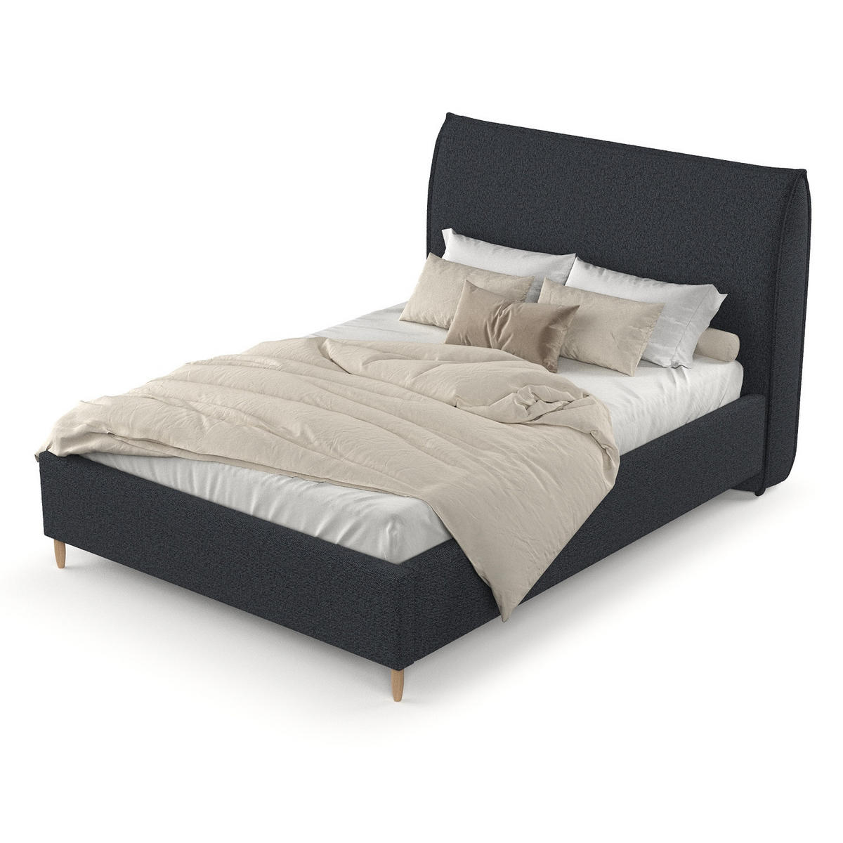 POLSTERBETT Mira 140/200 cm Anthrazit im Riva Stoff - Anthrazit/Naturfarben, Holz/Holzwerkstoff (140/200cm) - AltaBeds