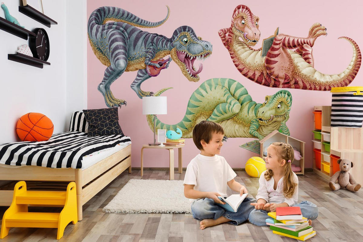 WANDAUFKLEBER 80x121cm - Bunte Dinosaurier - Multicolor, Kunststoff (80/121/0.1cm) - Wallfluent