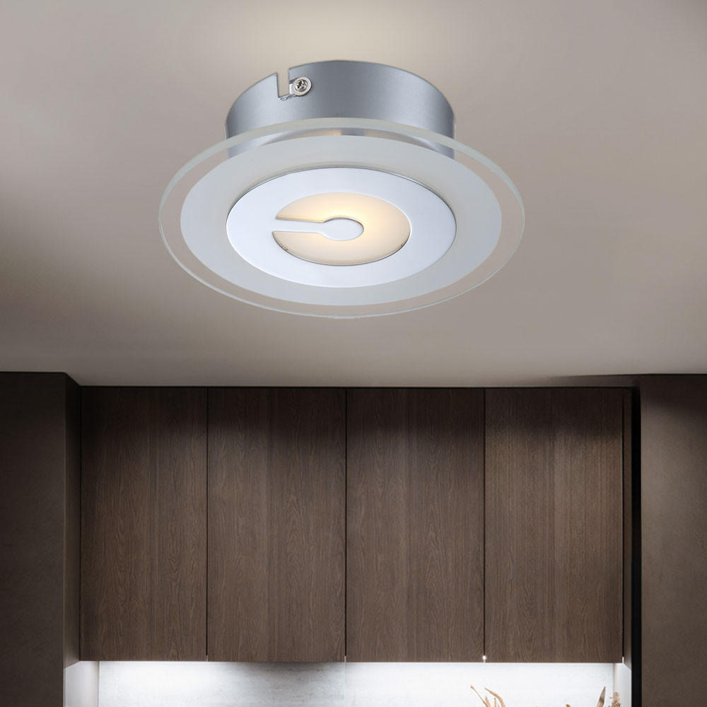 LED DECKENLEUCHTE Metall Chrom - Silberfarben, Glas (16/16/5.2cm) - Globo Lighting