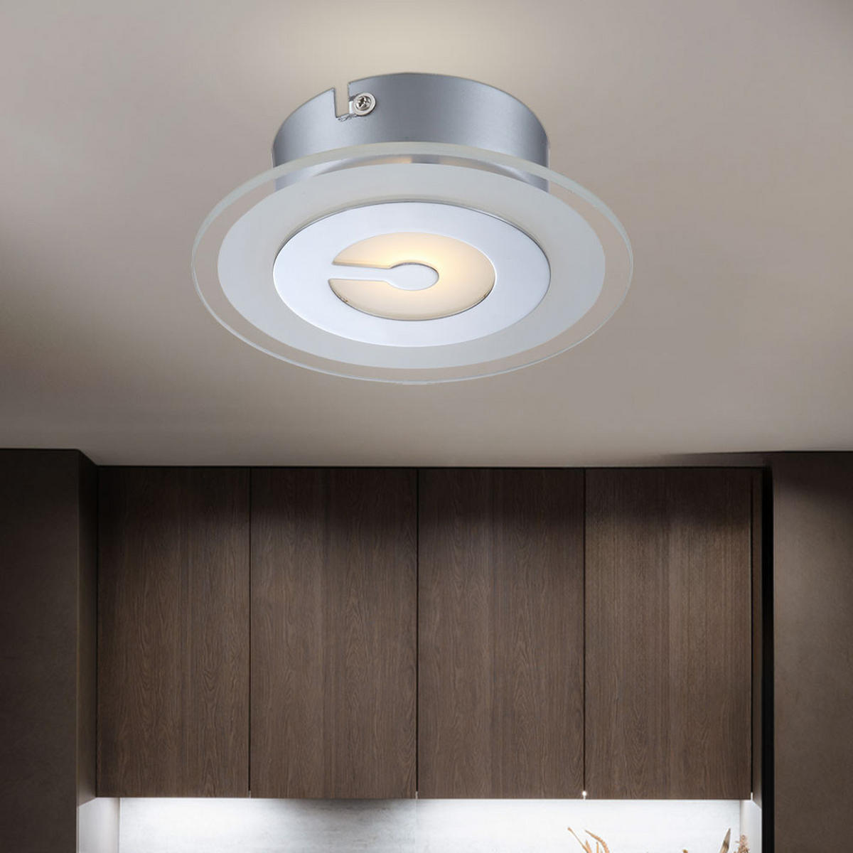 LED DECKENLEUCHTE Metall Chrom - Silberfarben, Glas (16/16/5.2cm) - Globo Lighting