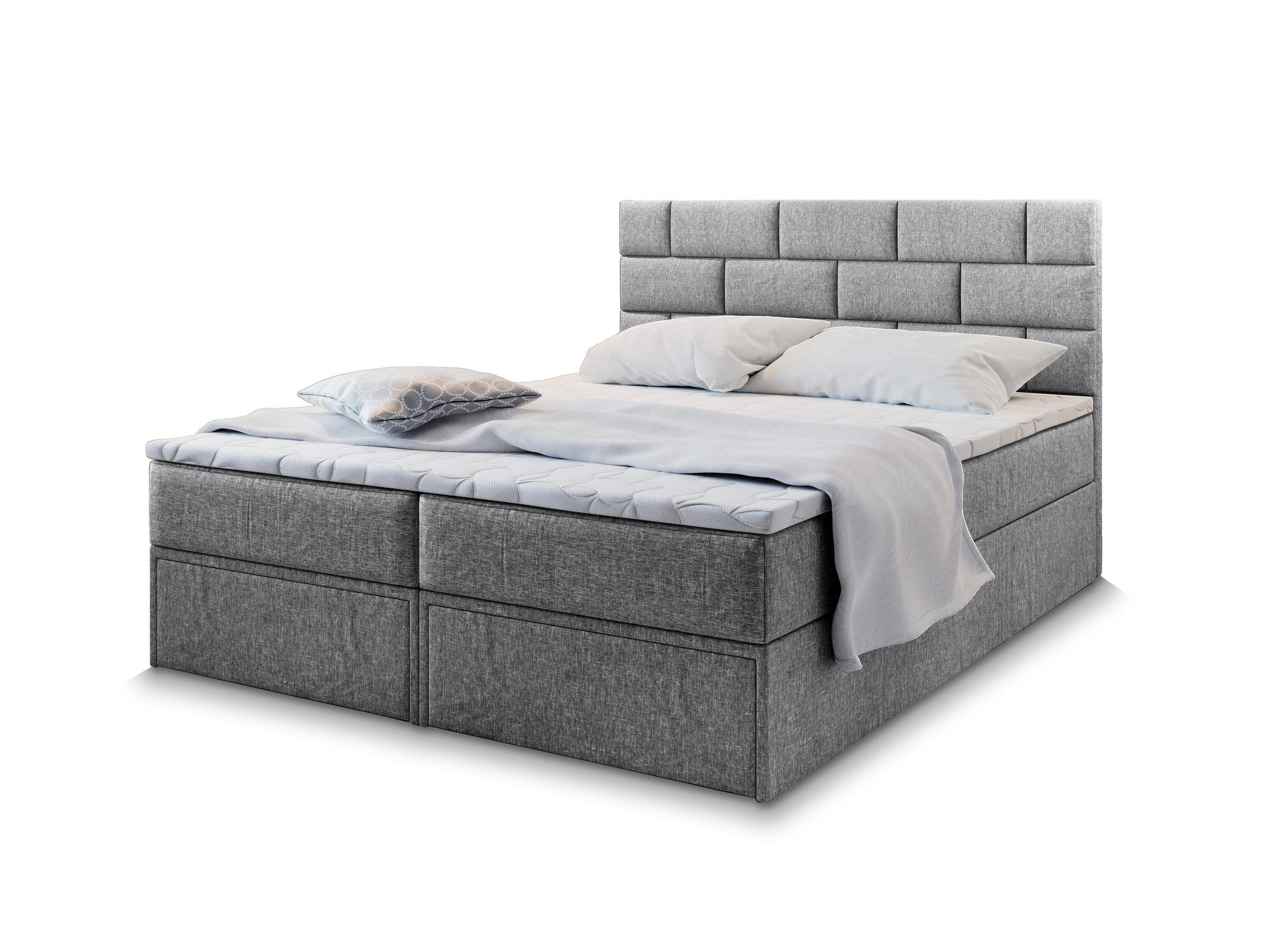 POSTEL BOXSPRING ARINOS 160x200 cm, s matrací a úložným prostorem, světle šedá - světle šedá, kompozitní dřevo/textil (160/200cm) - MASSENO