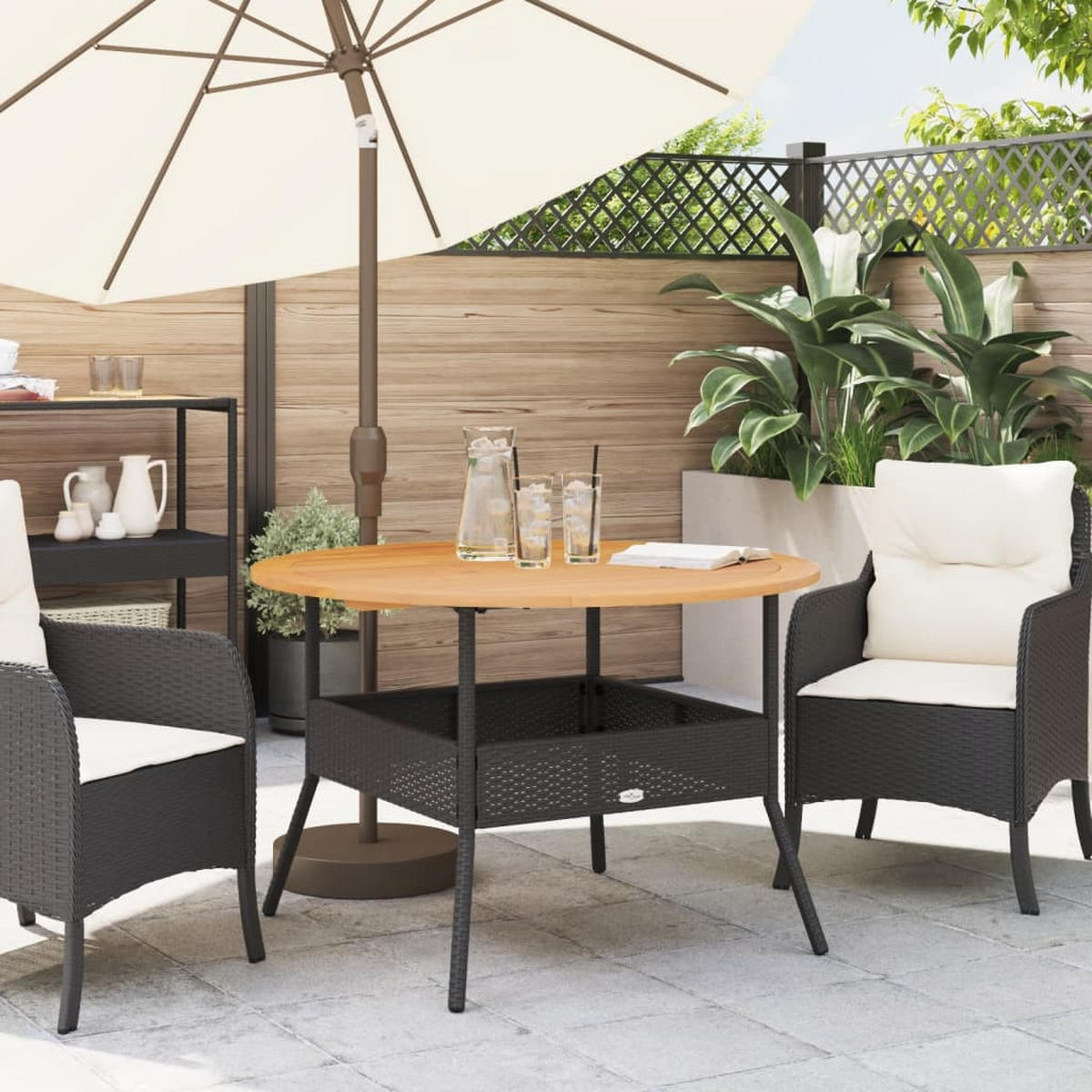GARTENTISCH Finnsw 2/71/110 cm - Schwarz, Naturmaterialien (110/2/71cm) - ZMH