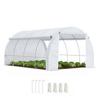 TUNNEL-GEWÄCHSHAUS DE-05832 begehbar mit aufrollbaren Wänden 397/300/200 cm Weiß - Weiß, Kunststoff/Metall (300/200/397cm) - ComfortXL