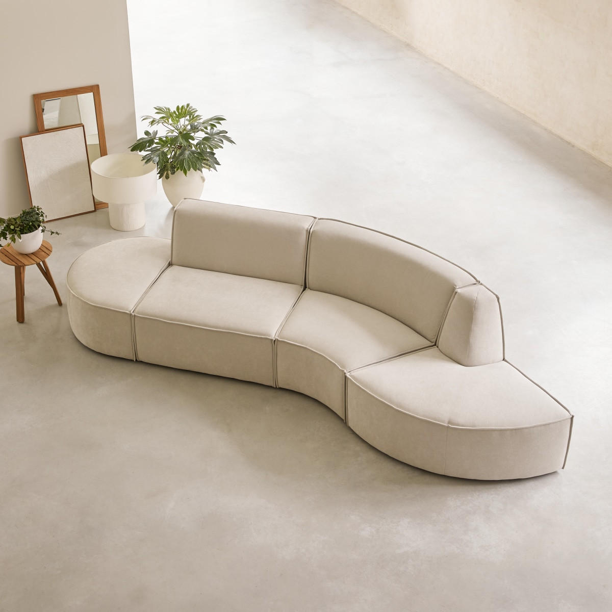 SOFA Dario Beige aus Stoff - Beige, Textil (365/75/115cm) - Tikamoon