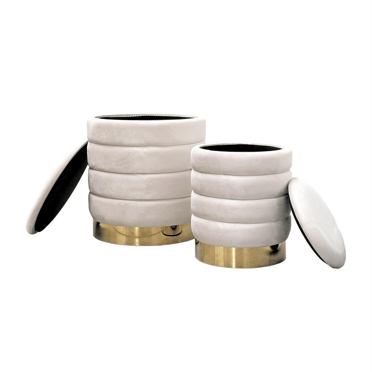 POUF-SET MIRELLE gepolstert beige - Beige, Textil (40/45/40cm) - Lookway