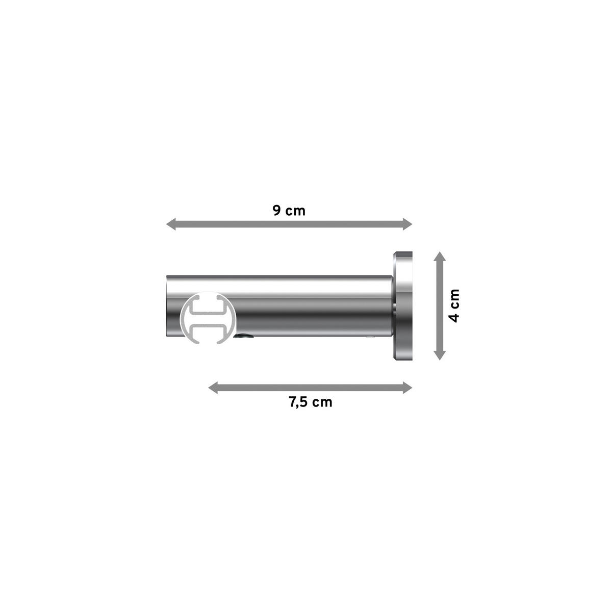INNENLAUF-GARDINENSTANGEN-SET Platon Tanara 100 cm, 1-läufig, 20 mm Ø Chrom - Chromfarben/Weiß, Metall (100cm) - INTERDECO