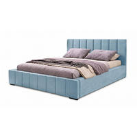 POLSTERBETT Nero 140x200 cm, Doppelbett mit Bettkasten und Lattenrost aus Holz, Velourstoff: Hellblau - Hellblau, Holz/Kunststoff (140/200cm) - Marpur