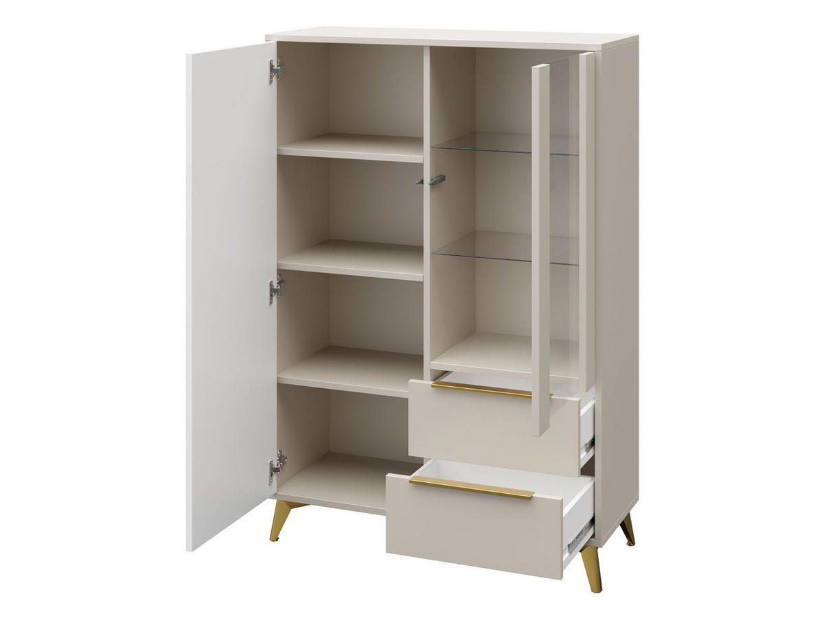 STANDVITRINE Xylix 2D2SZ - Kaschmir/Beige, Holzwerkstoff/Metall (104/150/40cm) - MIRJAN24