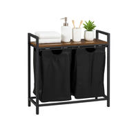 WÄSCHESAMMLER - Schwarz, Holzwerkstoff/Textil (73/72/33cm) - Relaxdays