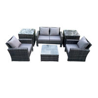 GARTENSET Polyrattan Dunkelgrau 4-Sitzer - Dunkelgrau, Metall - Fimous