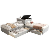 ECKEINZELBETT 90x200cm Grau Leinen Mit Stauraum & Ausziehbett - Grau, Naturmaterialien (90/200cm) - FLIEKS