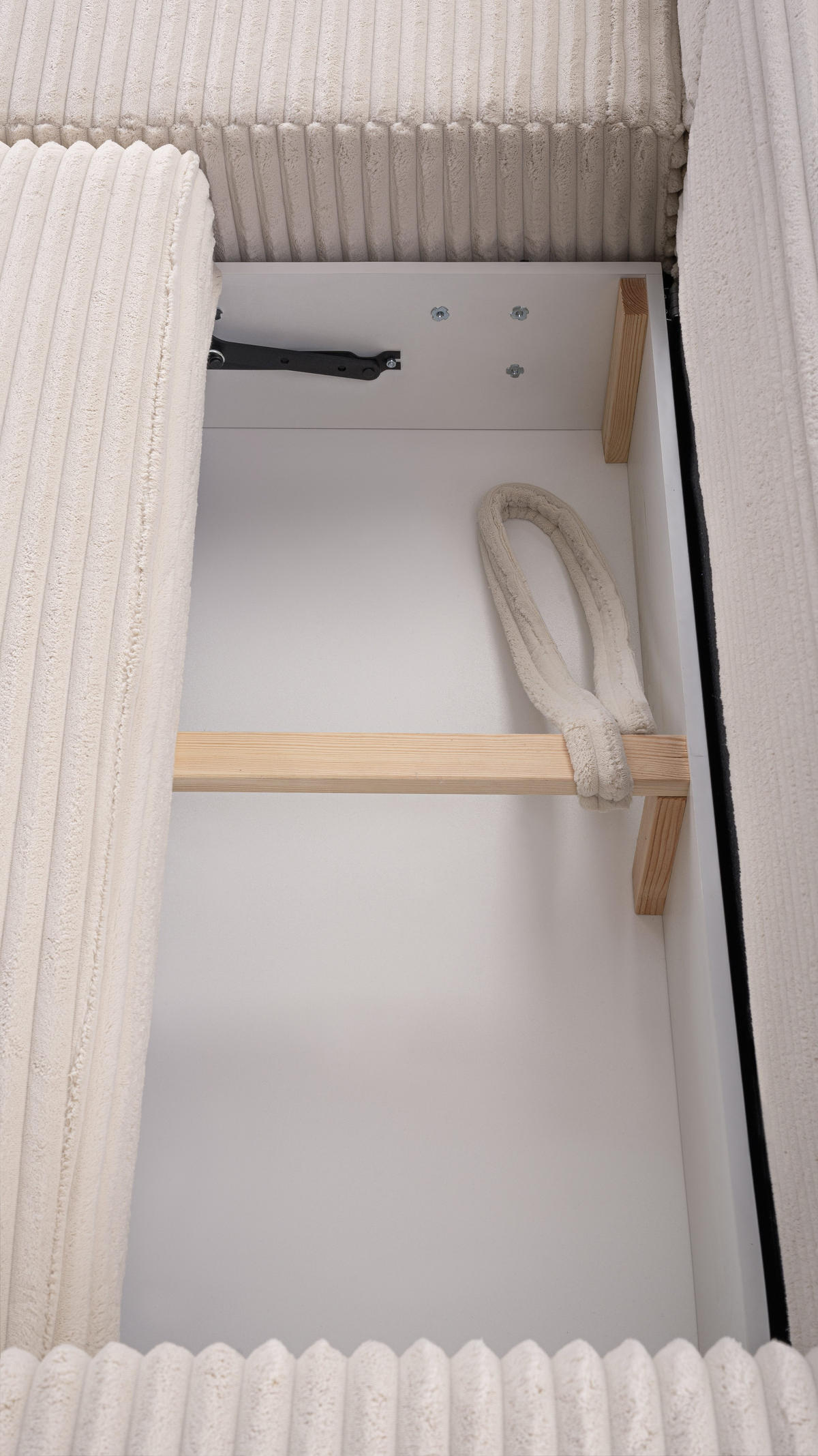 ECKSOFA VIVA Beige Kordstoff mit Schlaffunktion - Beige, Holz (297/169cm) - MASSENO