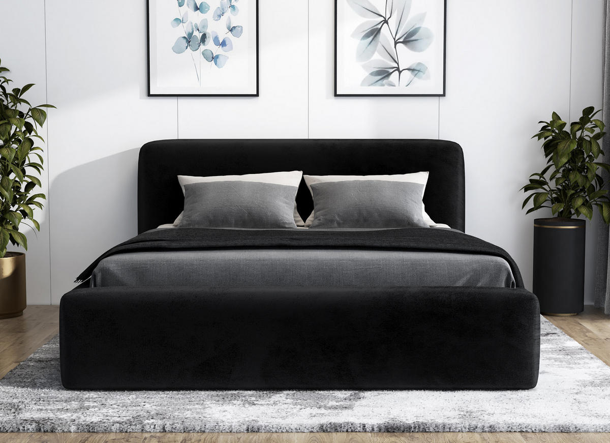 POLSTERBETT LUMO 90x200 Schwarz - Schwarz, Textil (90/200cm) - A&J MöbelLand