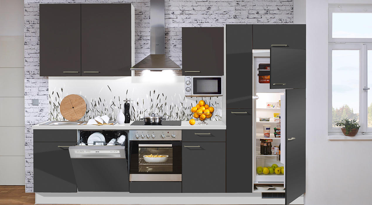 Dunkelfarbene Küchenzeile