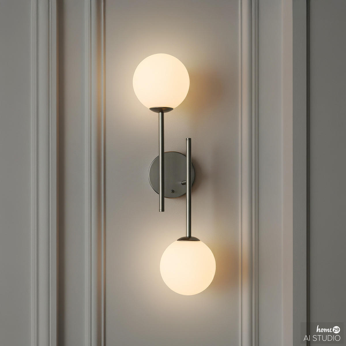AKKU-WANDLEUCHTE - Dimmbar - 2-flammig - Chromfarben/Weiß, Glas/Metall (18/50/22cm) - home24