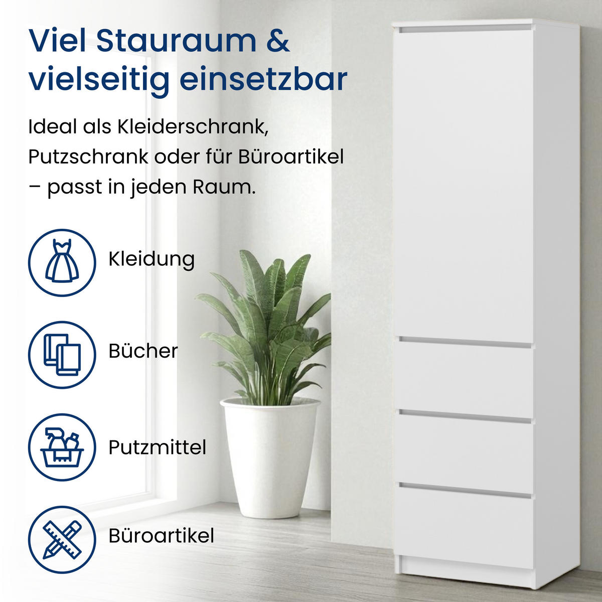 KLEIDERSCHRANK in Weiß - Weiß, Holzwerkstoff (40/180/50cm) - Home Collective