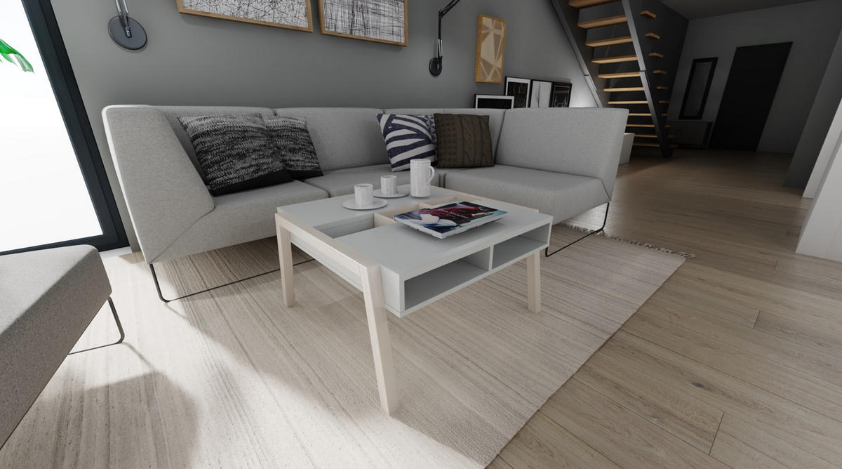 COUCHTISCH SPOT - Weiß, Holzwerkstoff (80/87/43cm) - Vox Möbel