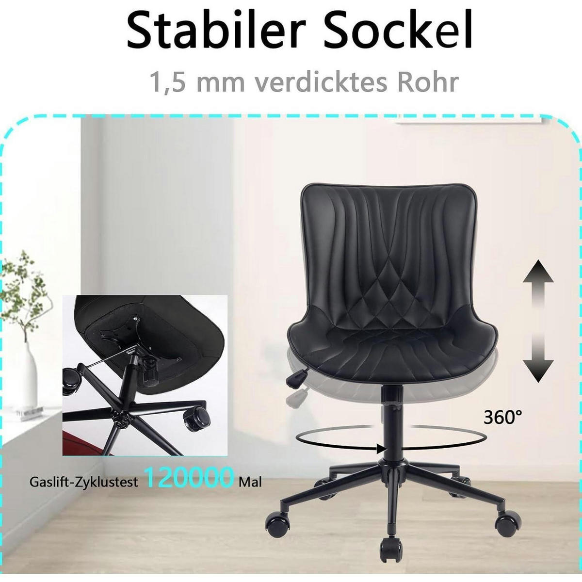BÜROSTUHL ergonomisch im Fischschwanz-Design, schwarz - Schwarz, Kunststoff (60/78.5/42.4cm)