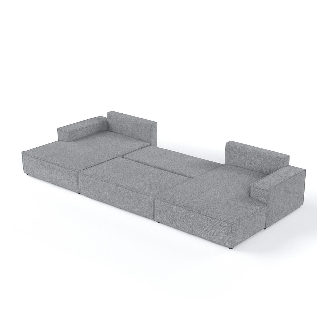 WOHNLANDSCHAFT NUBO mit Schlaffunktion Creme im Neve Stoff - Schwarz/Grau, Holz/Holzwerkstoff (398/70/148cm) - AltaBeds