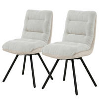 POLSTERSTUHL - 2er-Set - Creme/Schwarz, Textil/Metall (48/95/66cm) - home24