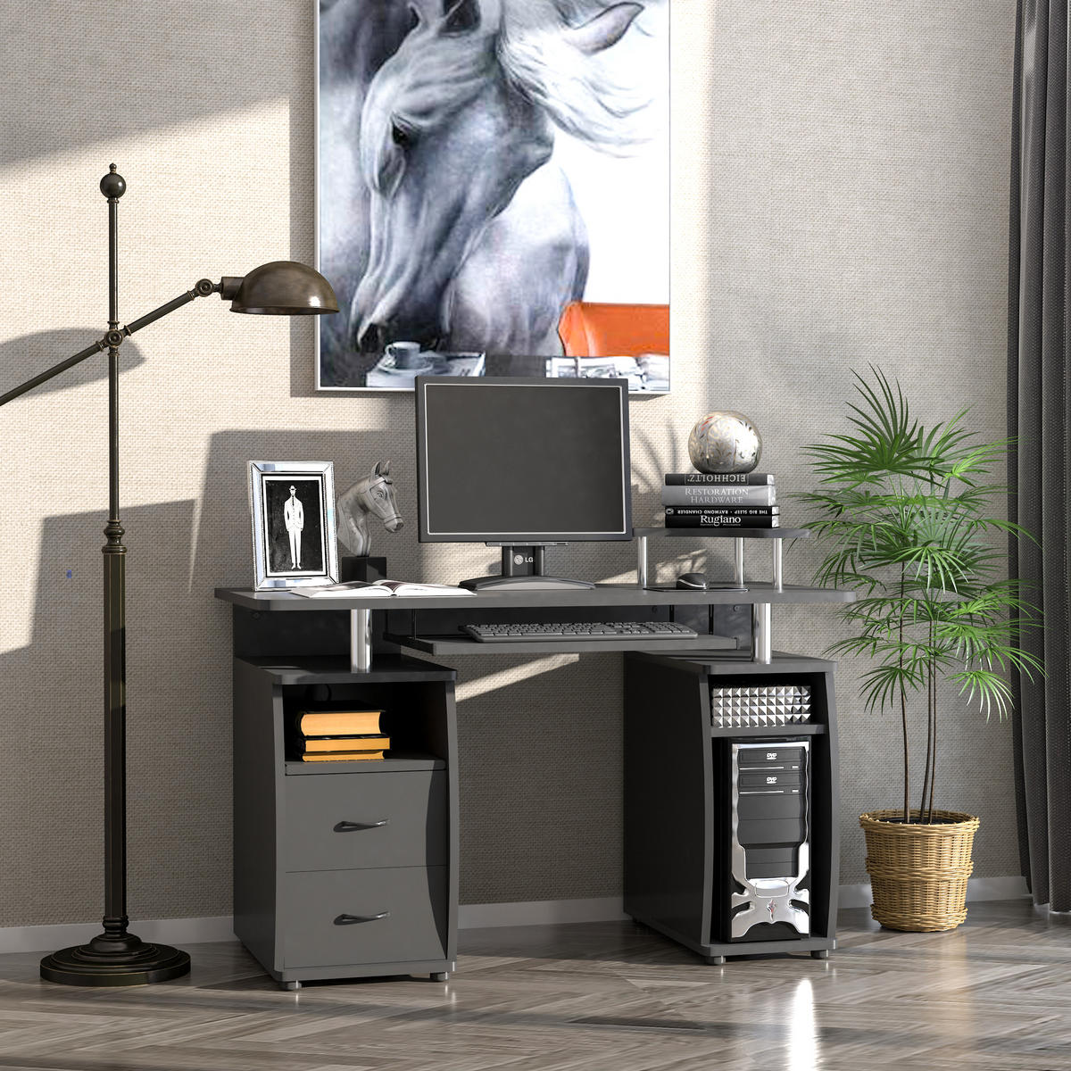 COMPUTERTISCH DE-14960 Schwarz - Schwarz, Holzwerkstoff (55/120/85cm) - ComfortXL