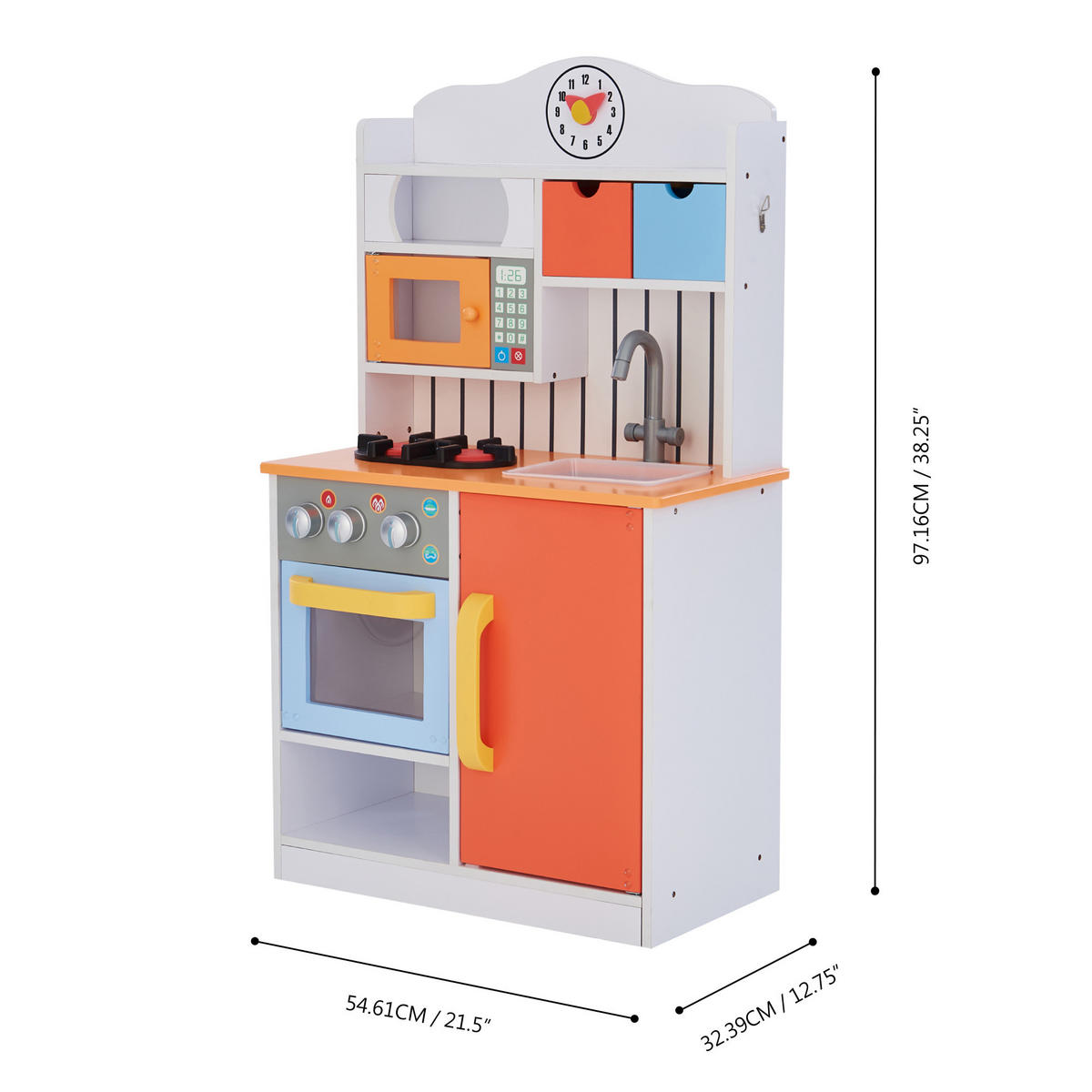 KINDERKÜCHE aus Holz, Koralle, 90cm - Multicolor, Holz (54.6/29.5/90.2cm) - Teamson Kids