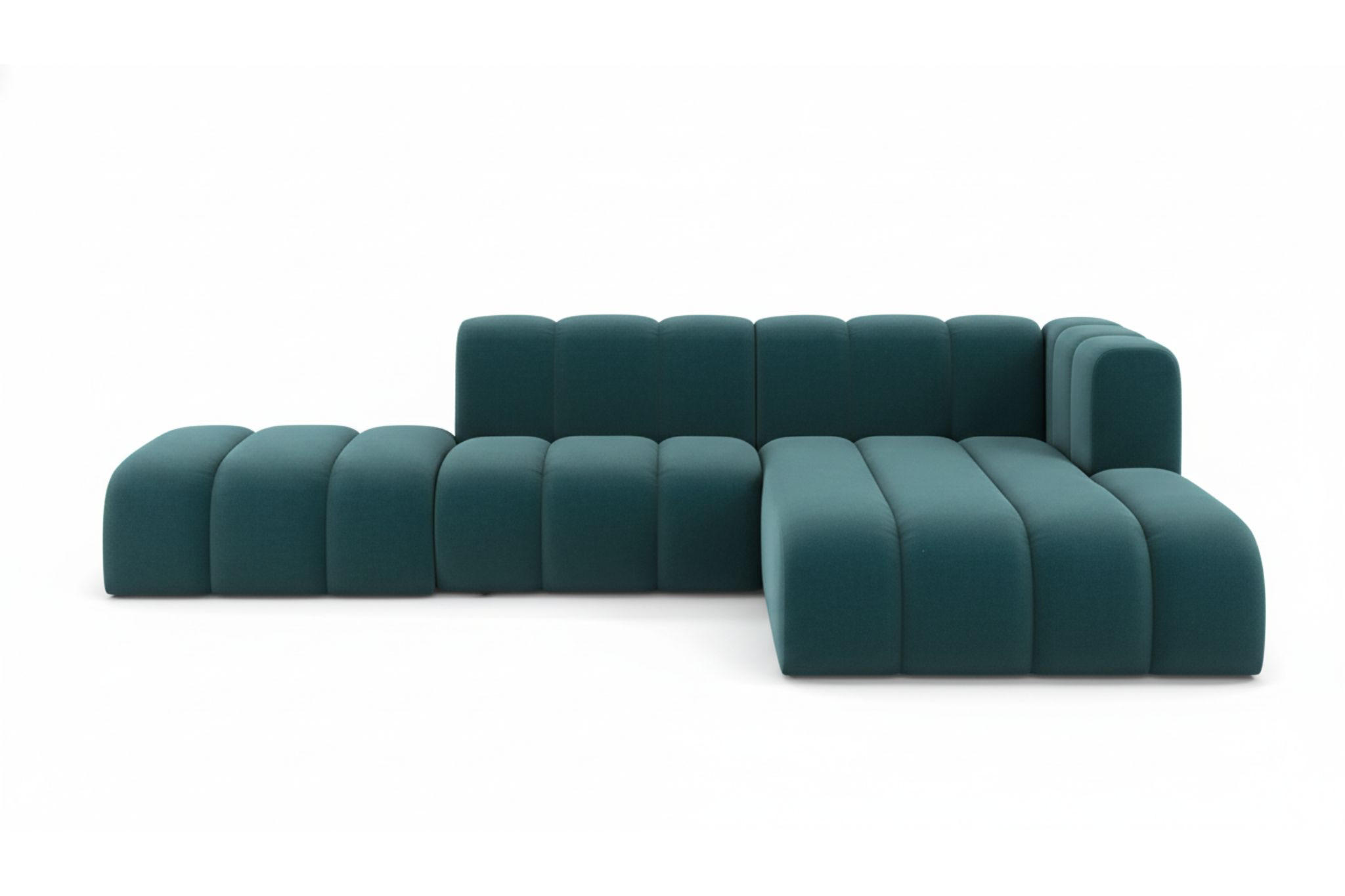 ECKSOFA L-form mit Hocker, Grand Mini, Stoff Salvador, Azurblau, Rechts - Blau, Holz (295/179cm) - Kaiser Möbel