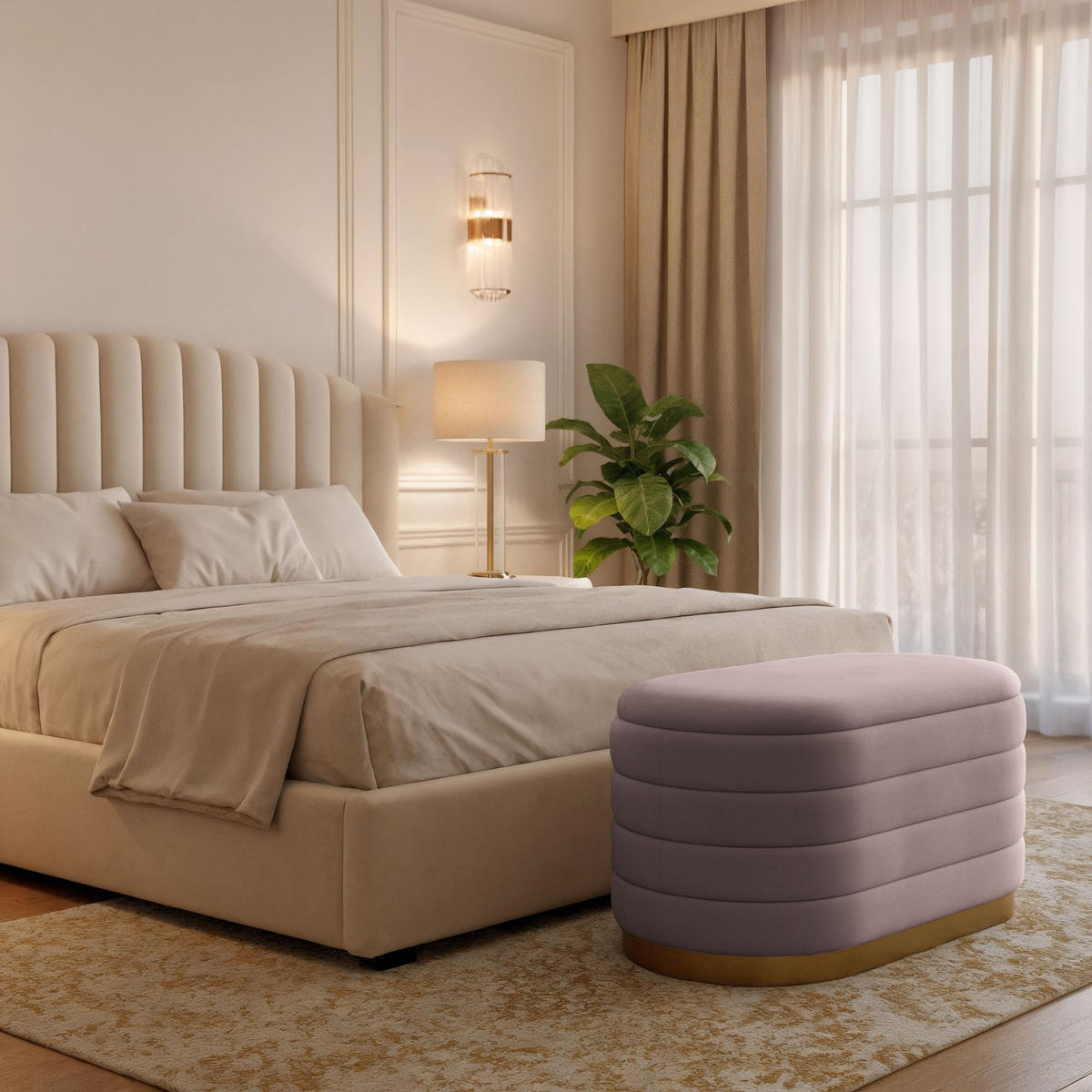 SITZHOCKER BELLA, Rosa, T80xB42xH42 - Pink, Holz (42/42/80cm) - Milordbikes