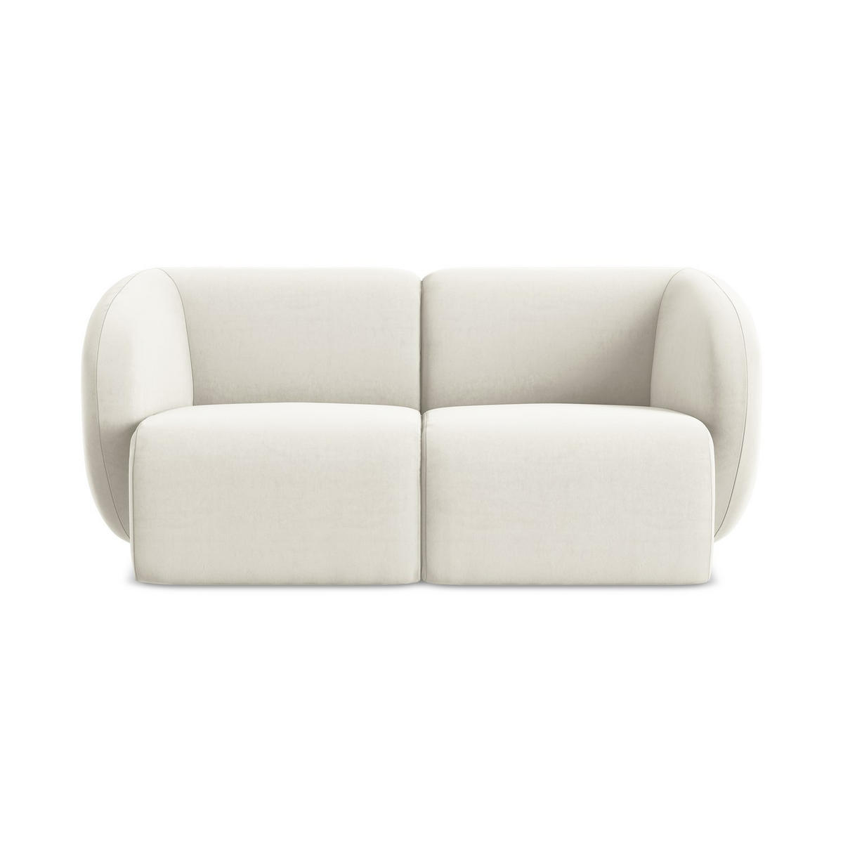 2-SITZER-SOFA Samt Stoff Beige - Creme/Schwarz, Holzwerkstoff/Kunststoff (174/75/94cm) - LaMiaSofa