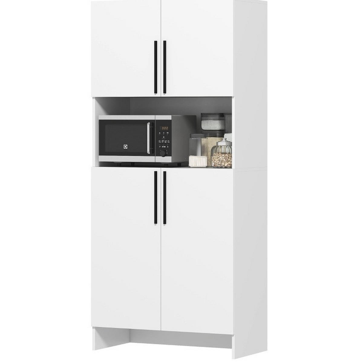 KUCHYŇSKÁ skříň z melaminované dřevotřísky 79x40x175 cm bílá s prostorem pro mikrovlnku a tichým dovíráním - bílá, kompozitní dřevo (79/175/40cm) - Modfu