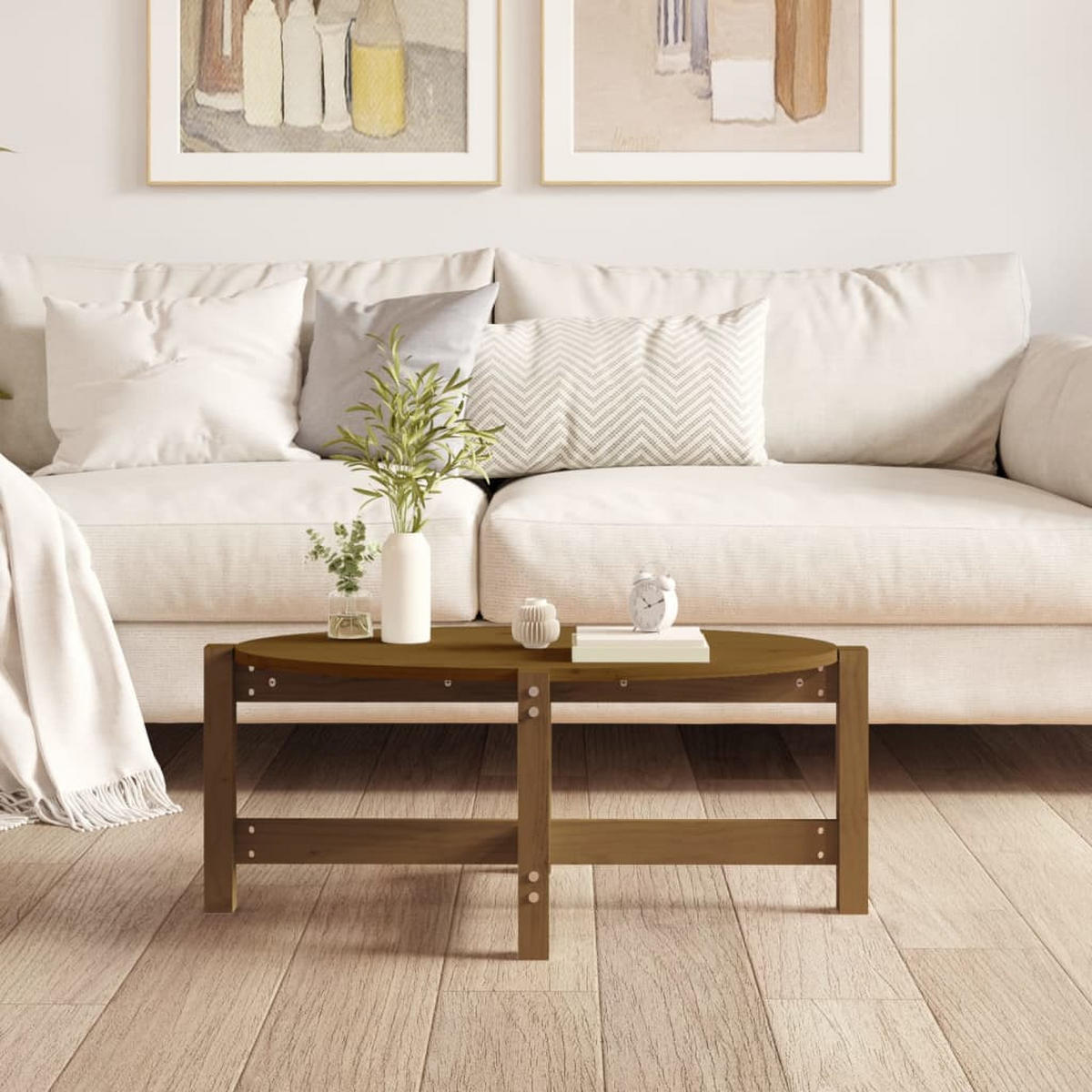 COUCHTISCH Honigbraun 87x48x35 cm Massivholz Kiefer - Braun, Holz (87/48/35cm) - furnicato