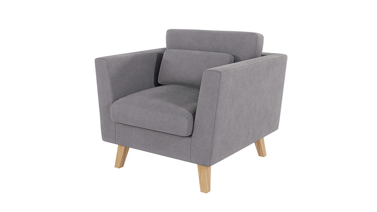 SESSEL Mario Grau Microfaser - Naturfarben/Grau, Holz/Textil (96/90/89cm) - S-Style Möbel