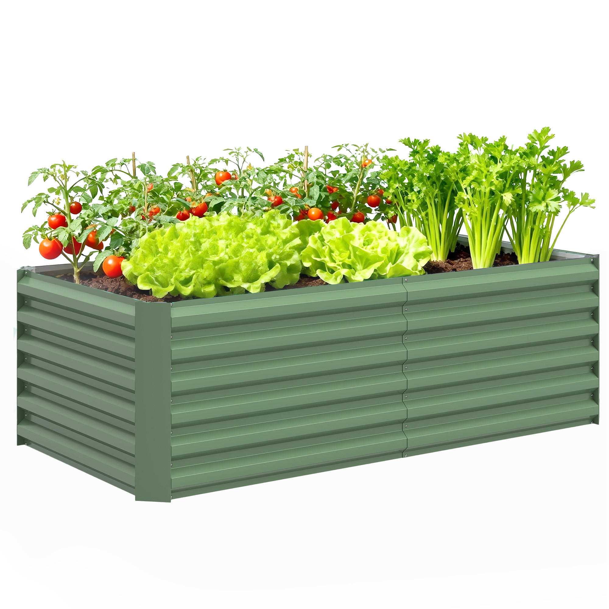 HOCHBEET DE-12274 e/tra tief 180/90/57,5 cm, offener Boden Hellgrün - Grün, Metall (180/57.5/90cm) - ComfortXL