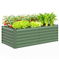 HOCHBEET DE-12274 e/tra tief 180/90/57,5 cm, offener Boden Hellgrün - Grün, Metall (180/57.5/90cm) - ComfortXL