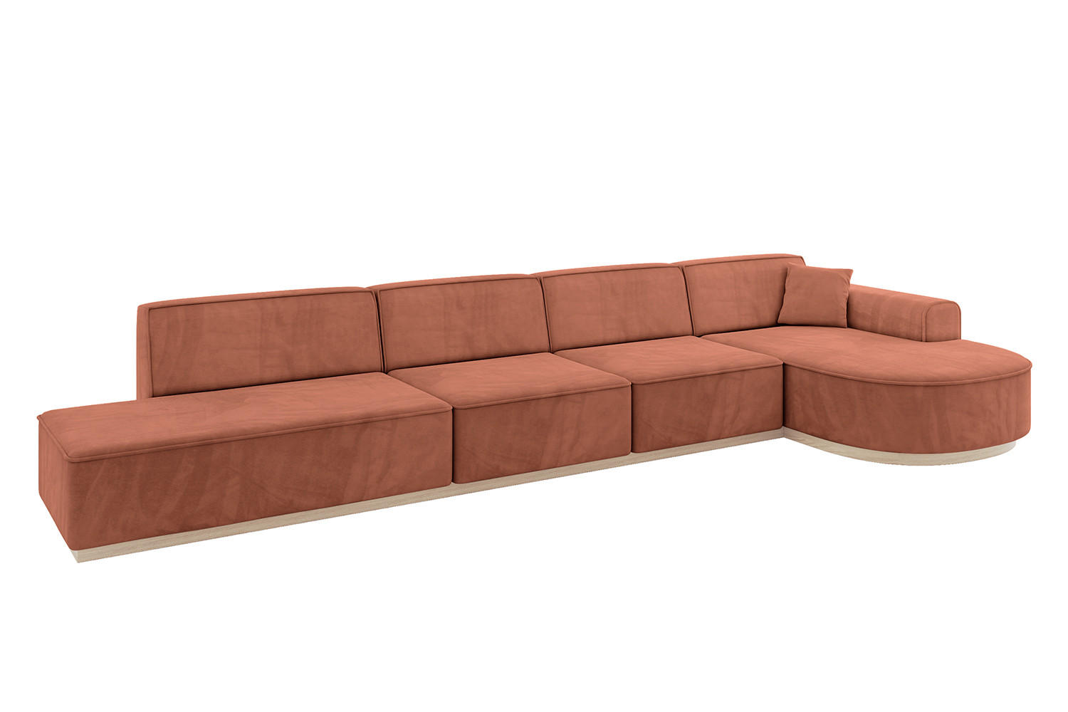 ECKSOFA Ottomane Rechts ARRIO-L3 - 413x171x83 cm Apricot - Koralle, Holzwerkstoff/Textil (413/171cm) - ALTDECOR