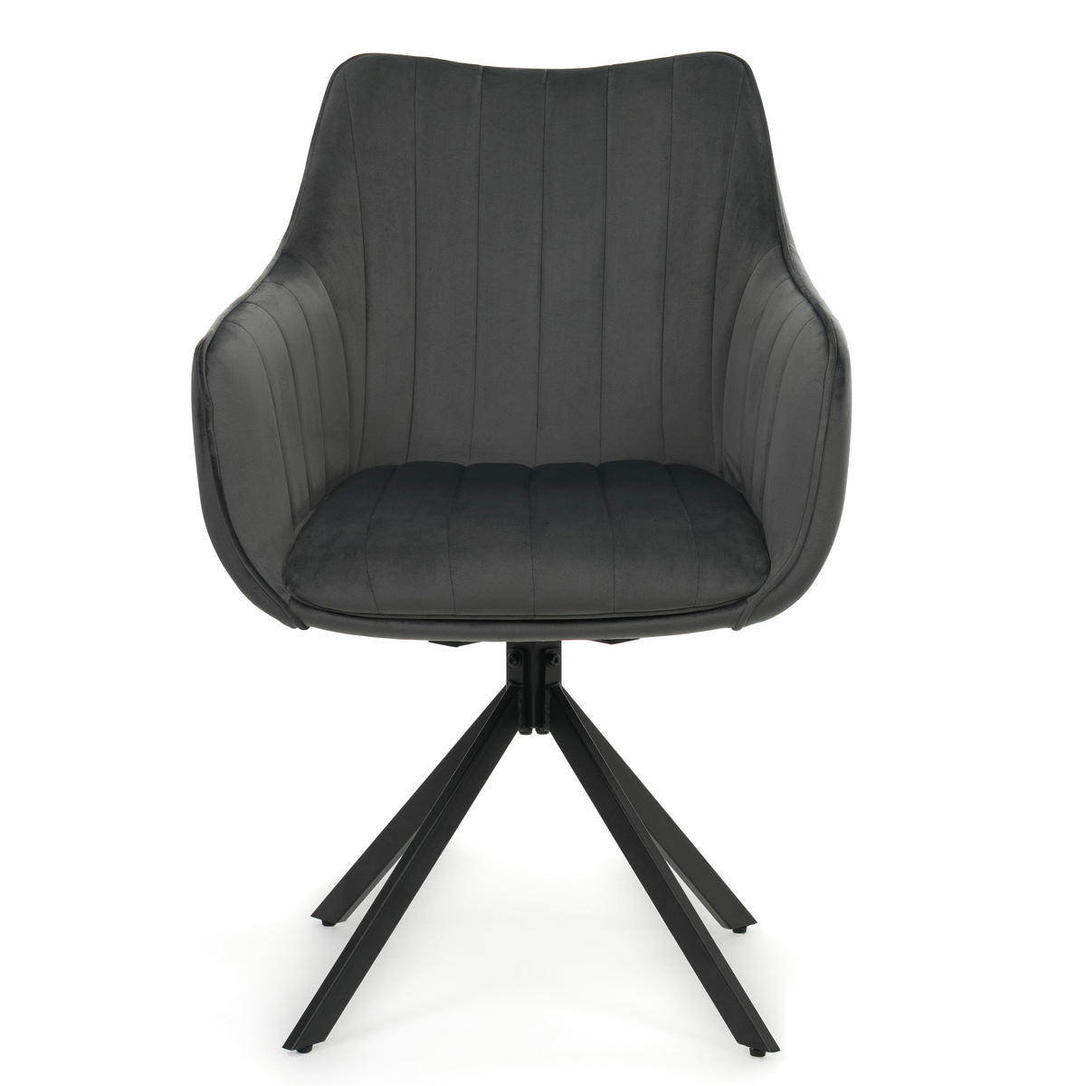 STUHL PIANO drehbar gepolsterter mit Steppung - grau - Velour - Schwarz/Grau, Textil/Metall (59/88/61cm) - NEW HOME